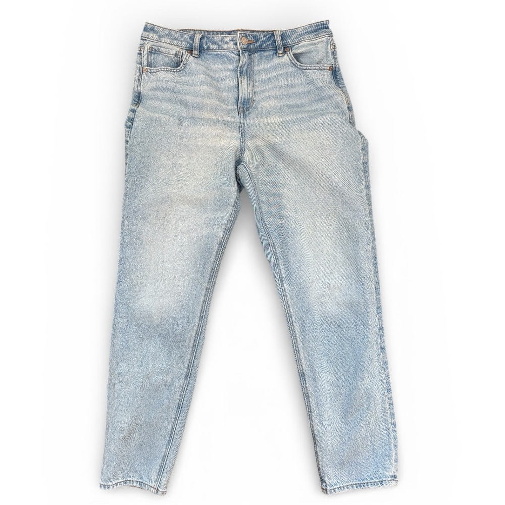 American Eagle Women's Mom Jean Size 10 Hi-Rise Stretch Denim Light Wash Jeans